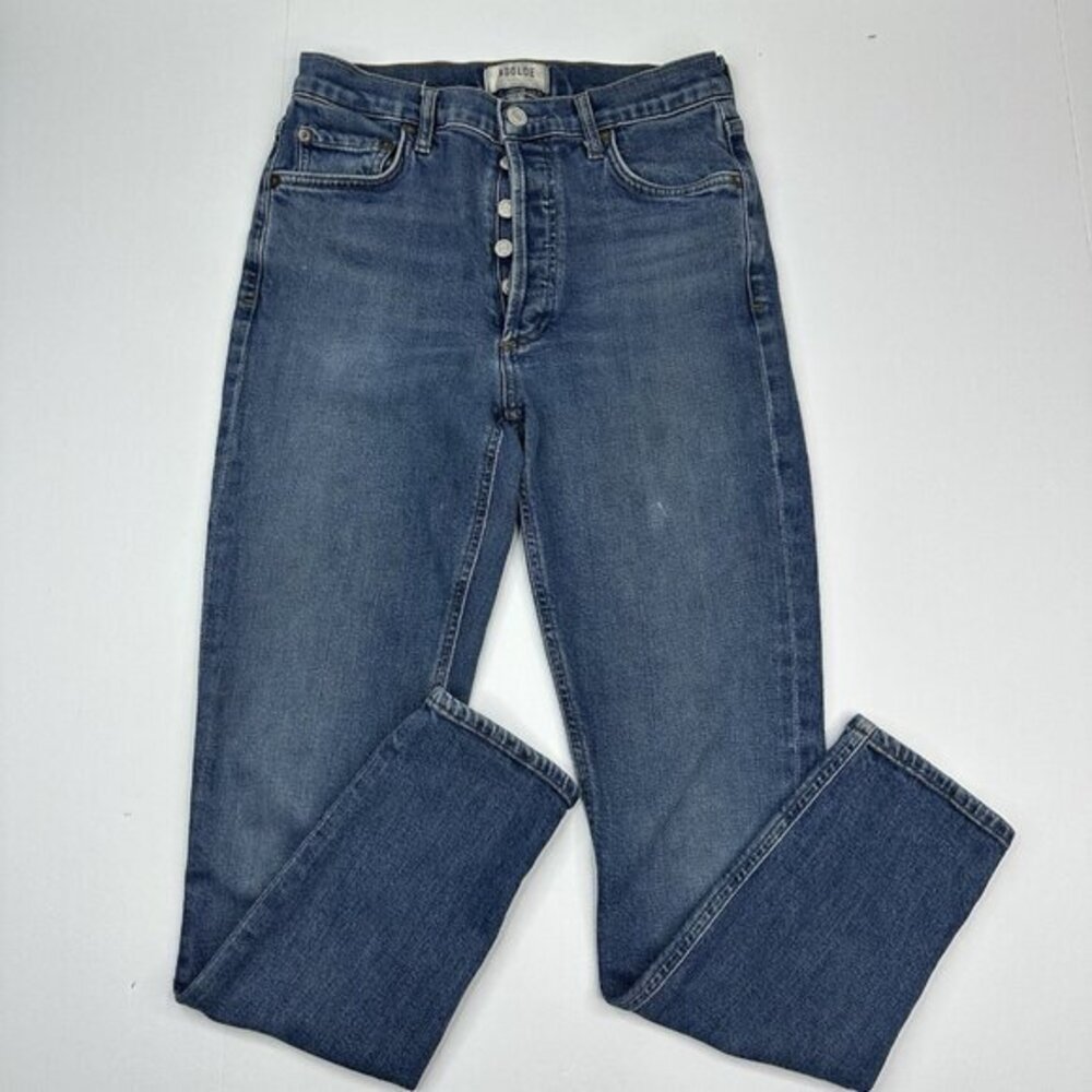 AGOLDE Womens Nico High Rise Slim Fit Jeans Blue Button Fly Size 26